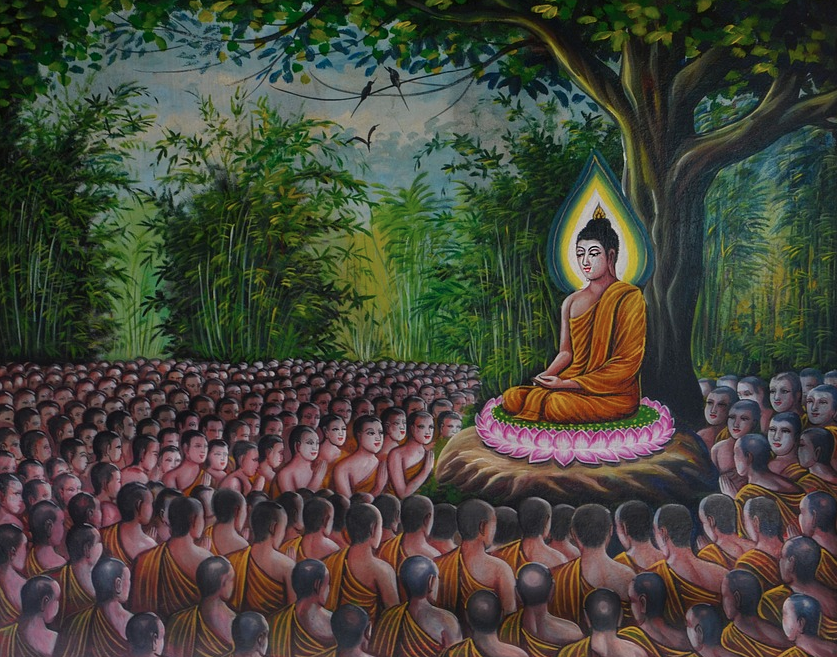 Buddha prædiken med tilhængere